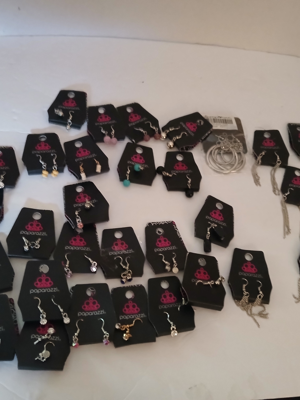 Paparazzi Earrings with Pink, Black, Silver, Clear Accents 37 Pairs All New